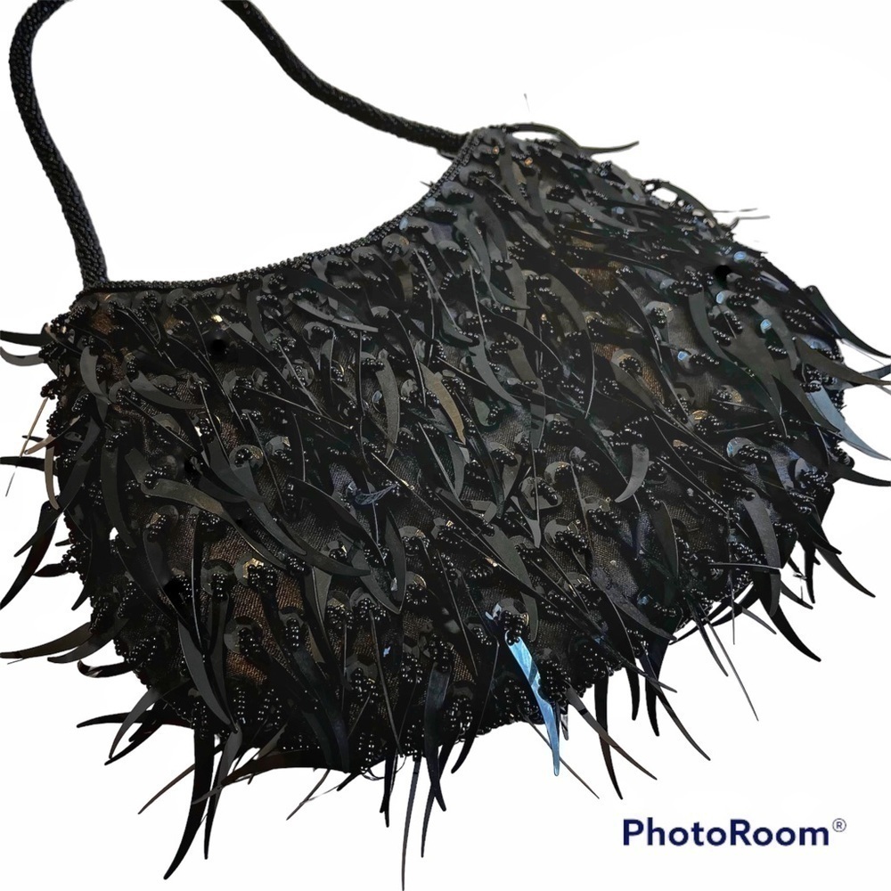 Black beaded retro evening bag